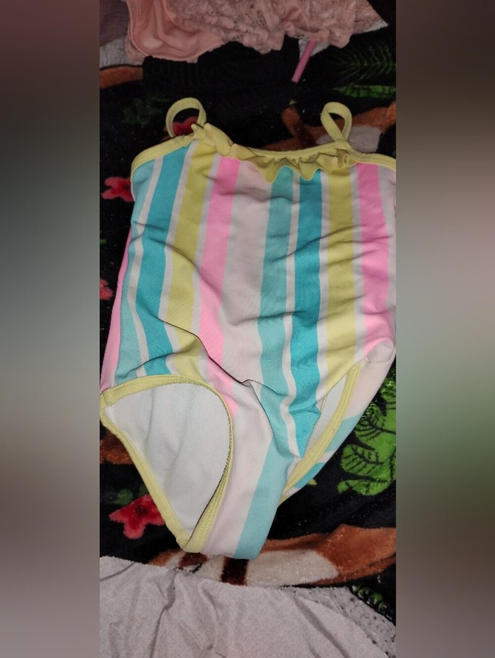 George Kids Pastel Stripe One-Piece Swimsuit - Yellow Pink Blue